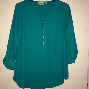 Versona dark turquoise chiffon blouse